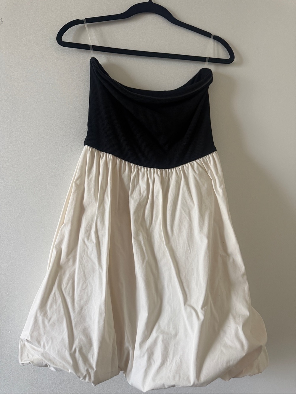 Mini Black & Cream Strapless Bubble Dress